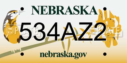 534AZ2 Nebraska License Plate