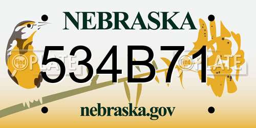 534B71 Nebraska License Plate