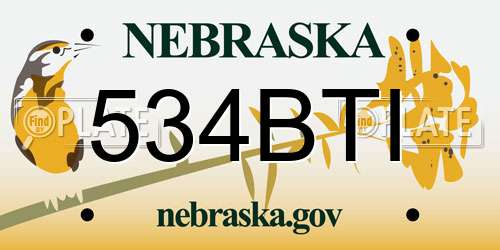 534BTI Nebraska License Plate