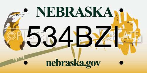 534BZI Nebraska License Plate