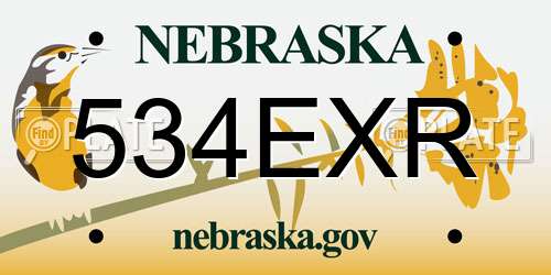 534EXR Nebraska License Plate