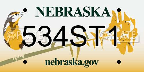 534ST1 Nebraska License Plate