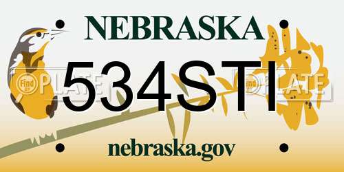 534STI Nebraska License Plate