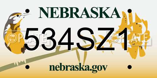 534SZ1 Nebraska License Plate