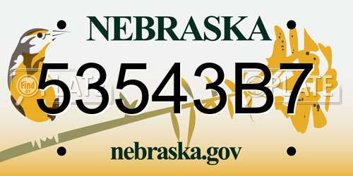 53543B7 Nebraska License Plate