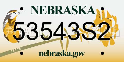 53543S2 Nebraska License Plate