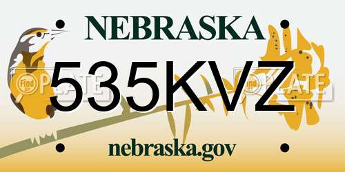 535KVZ Nebraska License Plate