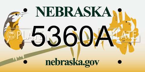 5360A Nebraska License Plate