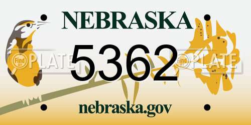 5362 Nebraska License Plate