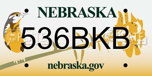 536BKB Nebraska License Plate