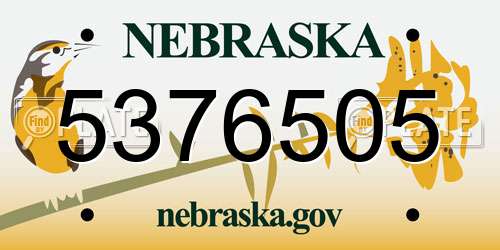 5376505 Nebraska License Plate