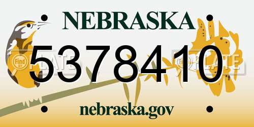 5378410 Nebraska License Plate