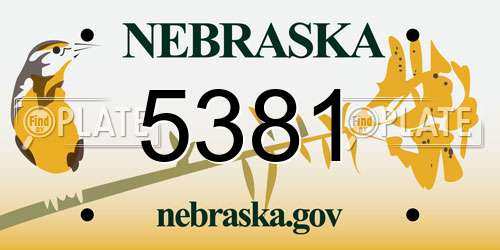 5381 Nebraska License Plate