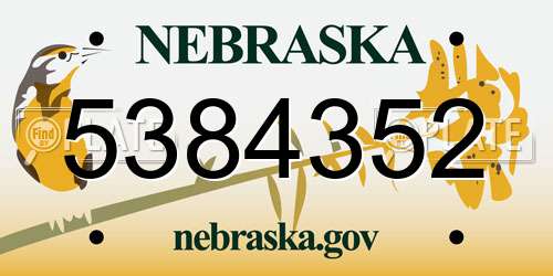 5384352 Nebraska License Plate