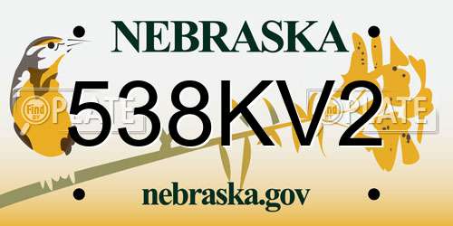 538KV2 Nebraska License Plate