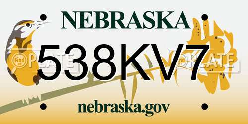 538KV7 Nebraska License Plate