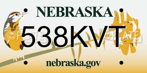 538KVT Nebraska License Plate