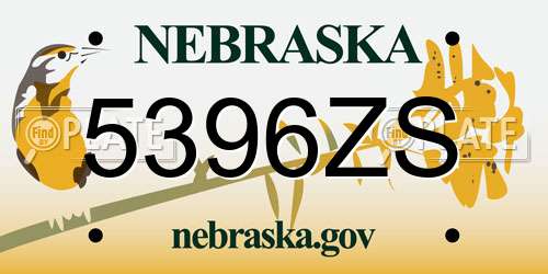 5396ZS Nebraska License Plate