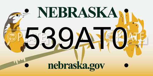 539AT0 Nebraska License Plate