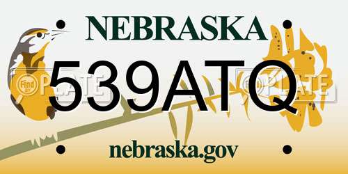 539ATQ Nebraska License Plate