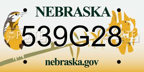 539G28 Nebraska License Plate