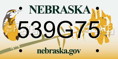 539G75 Nebraska License Plate