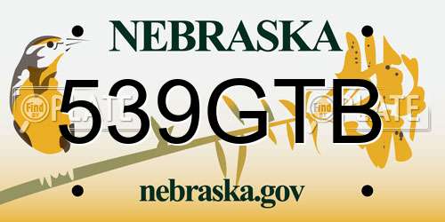 539GTB Nebraska License Plate
