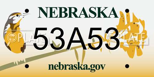 53A53 Nebraska License Plate