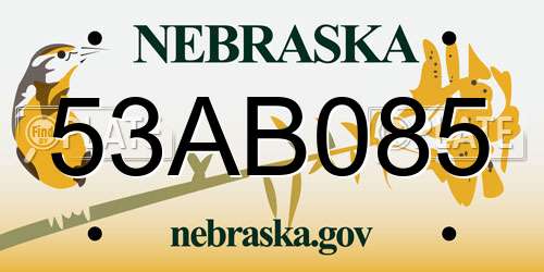 53AB085 Nebraska License Plate