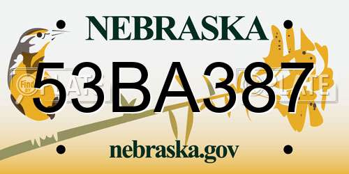 53BA387 Nebraska License Plate