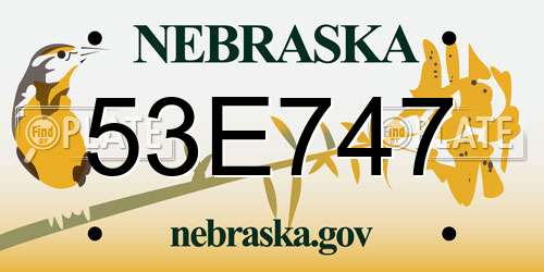 53E747 Nebraska License Plate