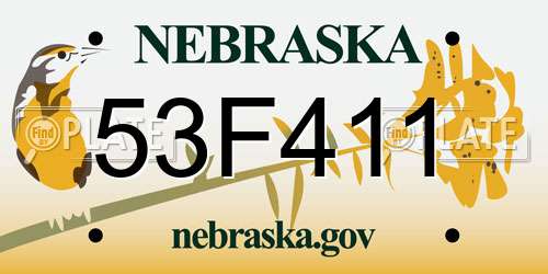 53F411 Nebraska License Plate