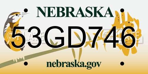 53GD746 Nebraska License Plate