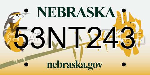 53NT243 Nebraska License Plate