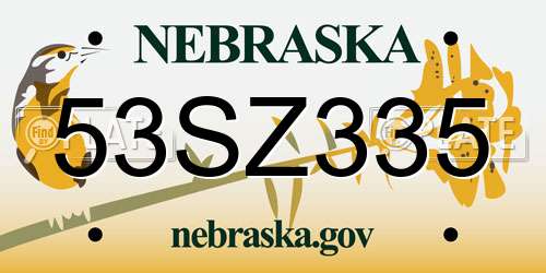53SZ335 Nebraska License Plate