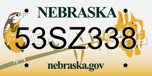 53SZ338 Nebraska License Plate