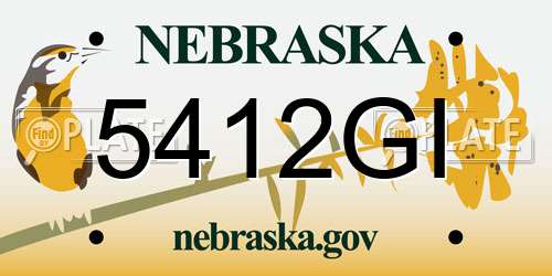 5412GI Nebraska License Plate