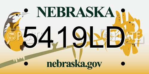 5419LD Nebraska License Plate