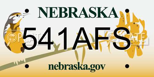 541AFS Nebraska License Plate