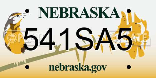 541SA5 Nebraska License Plate