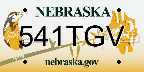 541TGV Nebraska License Plate