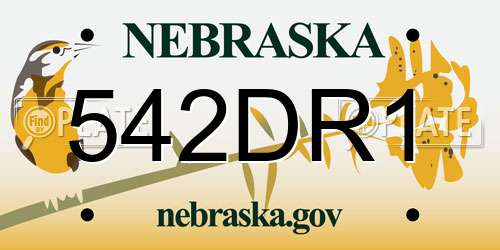 542DR1 Nebraska License Plate