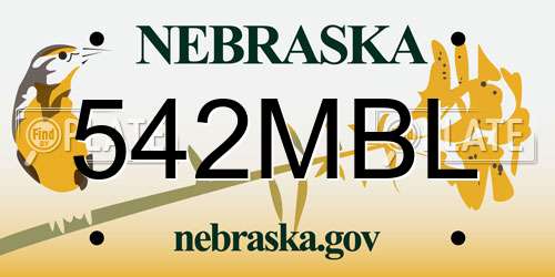 542MBL Nebraska License Plate