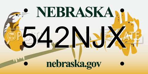 542NJX Nebraska License Plate