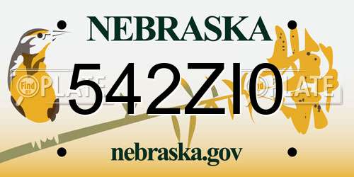 542ZI0 Nebraska License Plate