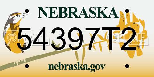 54397T2 Nebraska License Plate