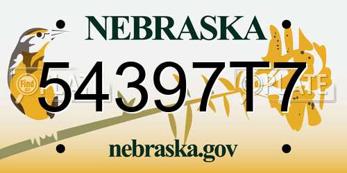 54397T7 Nebraska License Plate