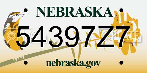 54397Z7 Nebraska License Plate