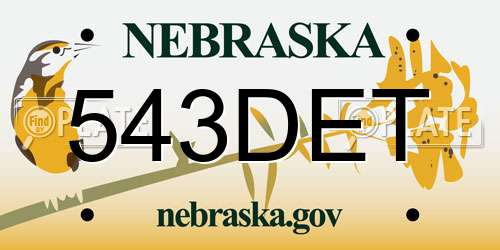 543DET Nebraska License Plate