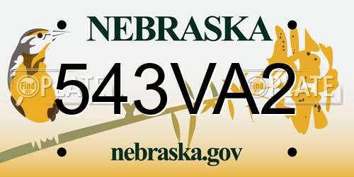 543VA2 Nebraska License Plate